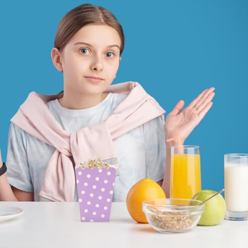 Image of Zerodeko 24pcs Boxes Paper Popcorn Buckets Square Popcorn Boxes Popcorn Containers Paper Snack Boxes Popcorn Boxes Container Popcorn Holder Purple Chicken Popcorn Box European and American, medium