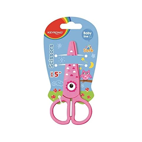 Keyroad Plastic Scissors - Size 14 cm - Owl Design - Children's Scissors with Round Tip - School Supplies Ideal for Crafts Cover