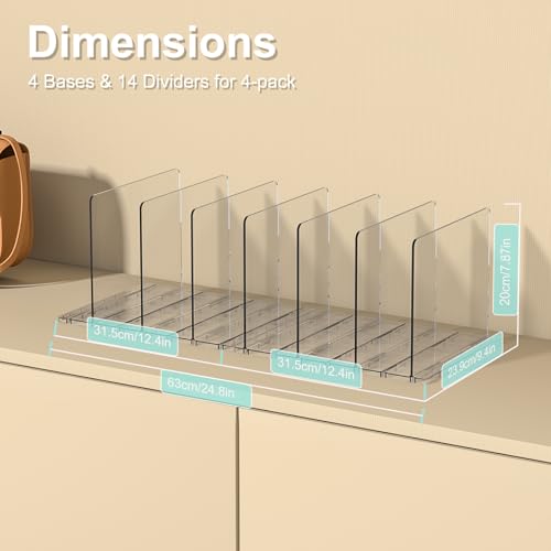 SortNStore Bag & Purse Organizer for Closet: Adjustable Clear Handbag Storage Shelf - Plastic Clutch Dividers for Closet Organizers and Storage - Keep Carteras & Pocketbook Upright by SortNStore - Image 6