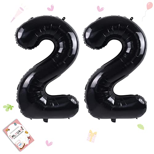 Image of 40 Inch Black 22 Balloons, Large Self Inflating Number Balloons 0-9