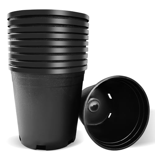 Fsehyue 2 Gallon Nursery Pots Plastic Container Injection Molded Pot for Plants Flexible with Drainage Holes Suitable for Plants Soil Growers or Hydroponics Black 10 Pcs
