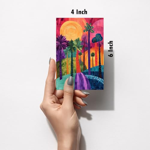 Image of SiddArtify Abstract Tropical Wall Art Prints Set - Colorful Landscape Poster Decor for Living Room Office - Set of 2-4x6 Inch - Board (Pack of 6) - Sticker (Pack of 6)