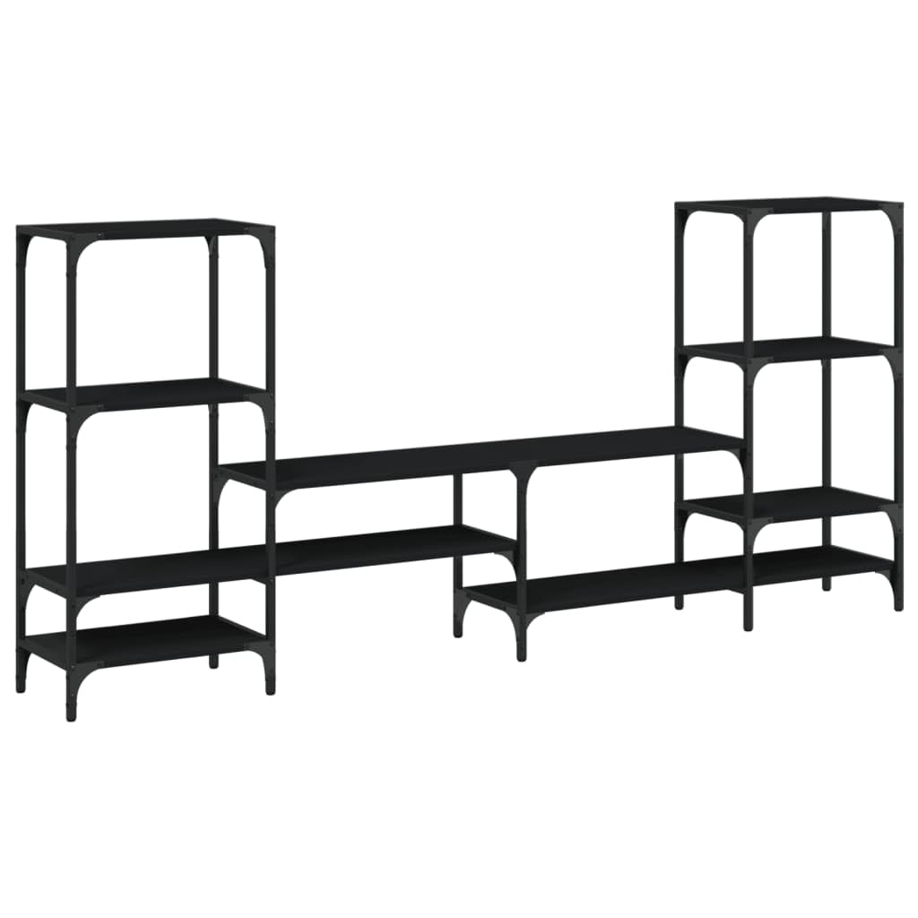 LAPOOH Szafka TV Drewno inżynieryjne Czarny 206,5x28,5x95 cm, Stół TV, Salon Stołowy Telewizor, Stół Telewizor, Meble Do Salonu, Stół Do Salonu TV - 842481