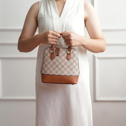 MKF Collection Shoulder Bag for Women, Circular Print Vegan Leather Top Handle Handbag Crossbody Purse by Mia K3