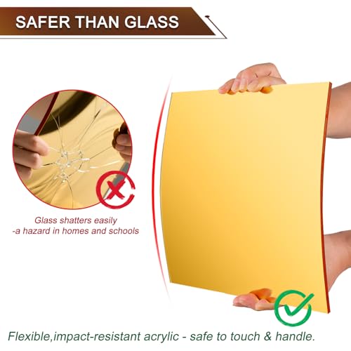 Image of Gold Acrylic Mirror Sheet 11.8 inch x 11.8 inch x 1 /8 inch (2.8mm), 2 Pack ALCCIFI Reflective Plexiglass Mirror Panel for Crafts, DIY Projects, Signage & Decor - Laser Cutting & Engraving Friendly