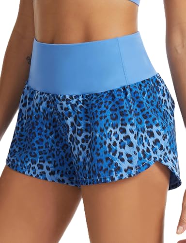 Image of THE GYM PEOPLE Womens High Waisted Running Shorts Quick Dry Athletic Workout Shorts with Mesh Liner Zipper Pockets