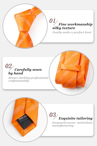 Image of HISDERN Mens Tie Striped Ties and Handkerchief Set Business Formal Woven Pocket Square Wedding College Stripe Necktie