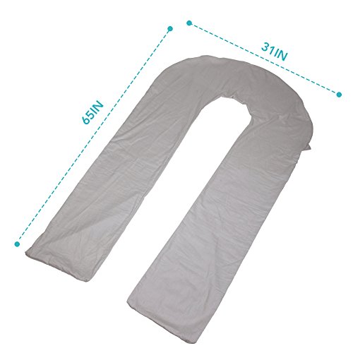 Image of Meiz Full Pregnancy Pillow Cover - Body Pillow Case - 300TC Comfy Maternity Pillowcase - Fit 65 inch x 31 inch Pillow - King Size (Grey)