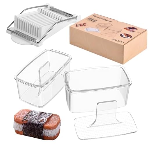 3-Piece Clear Musubi Maker Kit with Luncheon Meat Slicer - Non-Stick Onigiri Press Mold, BPA-Free Sushi Mold for Hawaiian Musubi