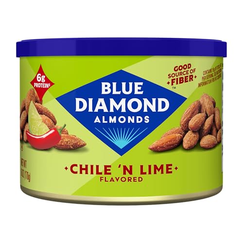 Image of Blue Diamond Almond Chile n' Lime Flavored Tangy Snack Nuts, Non-GMO, Kosher, No Gluten Ingredients or Artificial Flavors, Great Size for On-The-Go, Lunch, Kids and Adults, 6 oz. Can