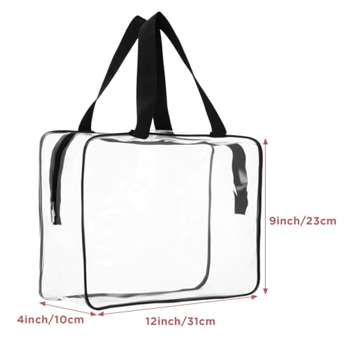 10 PCS Large Clear Makeup Cosmetic Organizer Bag, Plastic PVC Tote Bags with Zipper Handle, Portable Waterproof Transparent Handbag Purse Travel Luggage Pouch2