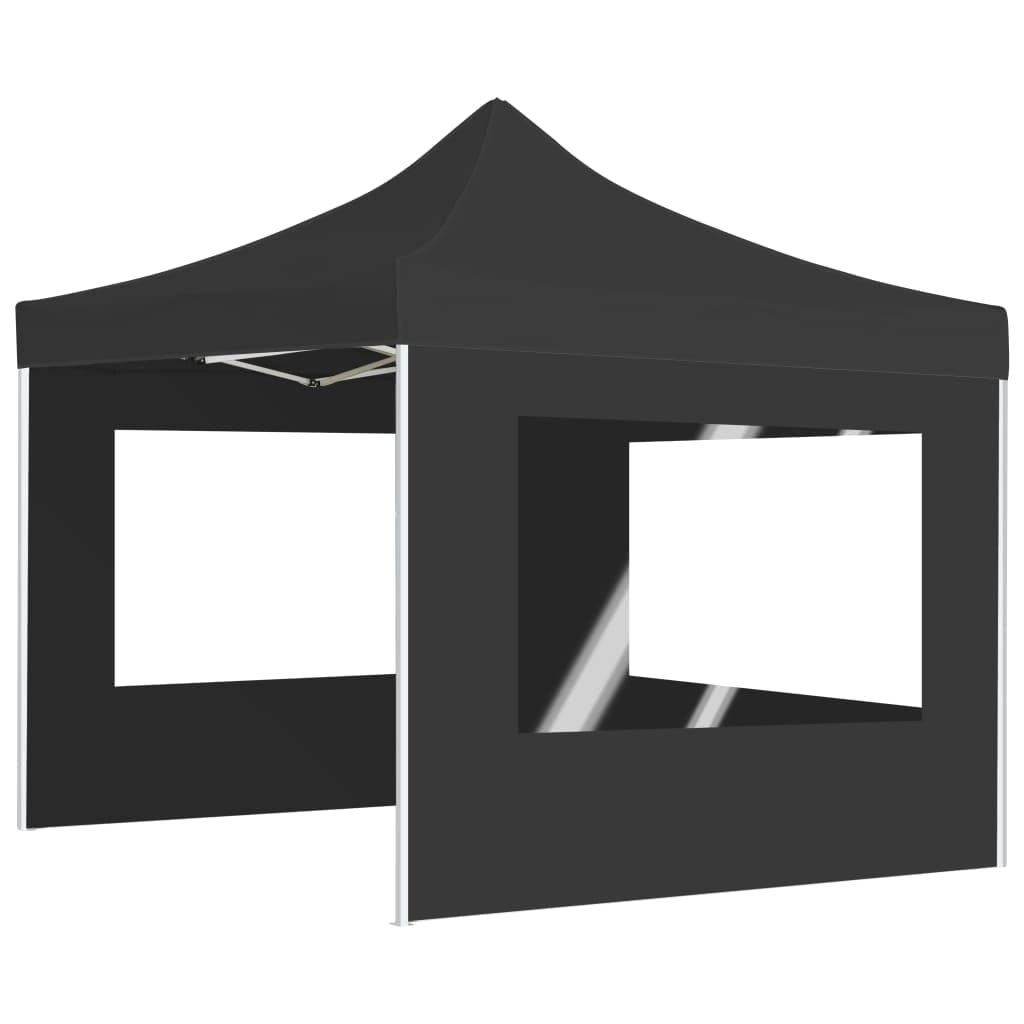 Składany pawilon, namiot imprezowy, namiot biesiadny, namiot ogrodowy, 3 x 3 m, z aluminium, ze ścianą boczną i oknami, antracyt, do ogrodu, na taras, na zewnątrz, na imprezy, grillowanie