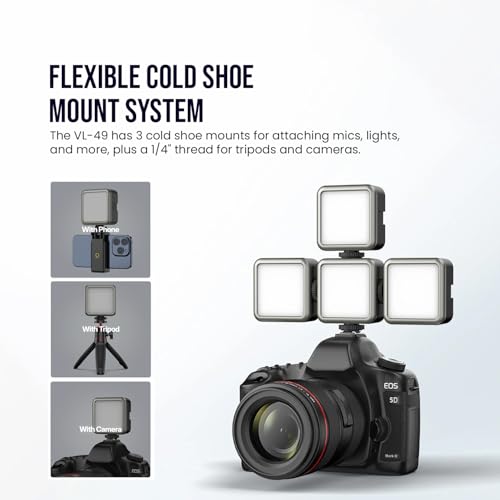 Image of HIFFIN (VL49 RGB) 7W Portable Mini RGB LED Video Light with inbuild Battery & 360 HSI, 3000K-6000K, 8-Level Control, 9 Special FX Modes, Type-C Charging, 2hr Battery, for Photography & Videoshoots