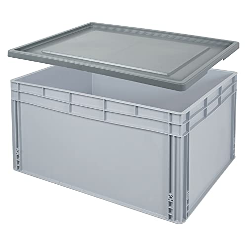 BRB Eurobox mit Stülpdeckel, LxBxH 800 x 600 x 420 mm, 175 Liter, Griffleisten