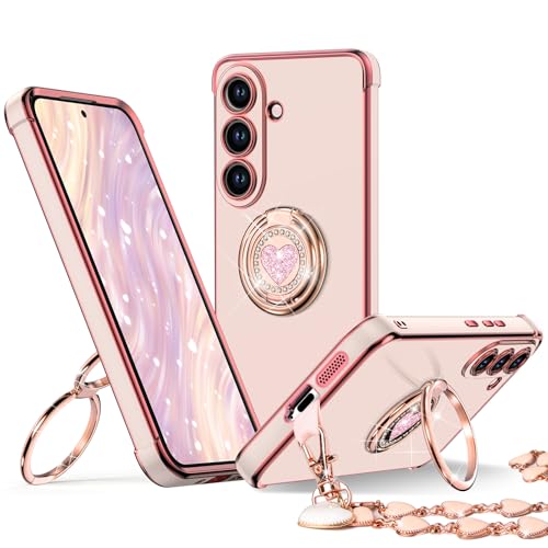 Image of XYZ for Galaxy S26 Plus Case with Stand, for Samsung Galaxy S26 Plus Case with Double Ring Kickstand, Women Girls Cute Love-Heart Bling Luxury Protective Phone Case for Samsung S26 Plus, Pink
