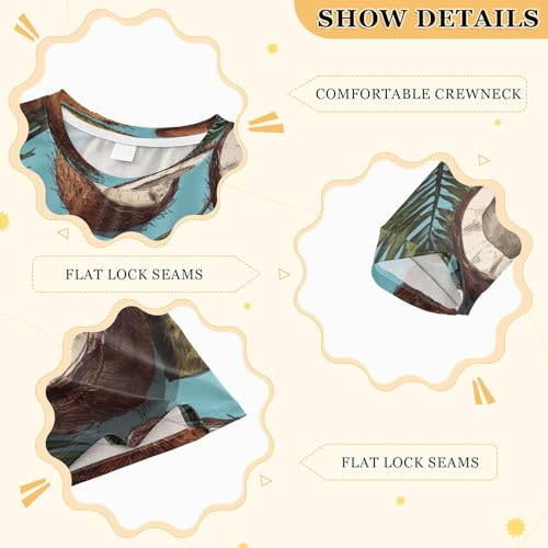 Coconut Leaves and Fruits Boys Rash Guard Long Sleeve UPF 50+ Boys Swim Shirt Quick Dry Shirt for 3-12 Years3