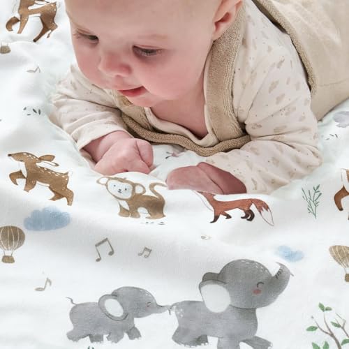 Image of BOPRIO Baby Blankets for Unisex Boys Girls, Super Soft Nursery Minky Blankets with Woodland Animal Design and Dotted Fleece Backing, Printed Bed Throws Newborn Toddler Gift 30 x 40 Inch