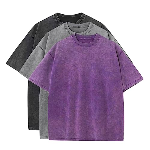 Men's Oversized Heavy Cotton Summer T-Shirts - Vintage Tee Loose Fit Short Sleeve Casual Streetwear Tshirts for Men