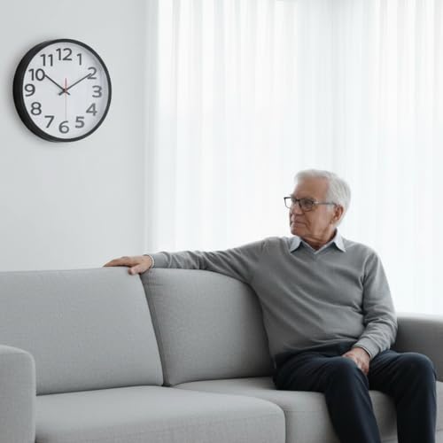 Wall Clock 30cm Silent Non-Ticking - Big Numbers Easy to Read Round Quartz Analogue Clocks for Kitchen, Living Room, Office, School -12 Inch