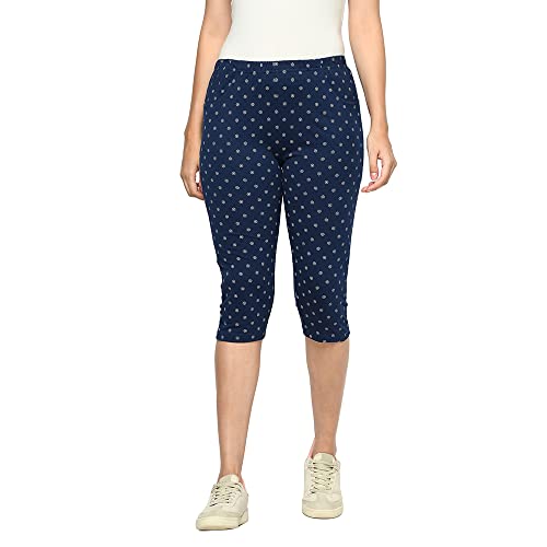 Image of ESPRESSO Women Casual Relaxed Fit 3 /4the Cotton Printed Capri Pants with Pockets - Pack of 2 (Regular and Plus Sizes)