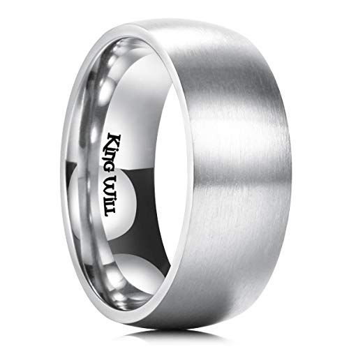 King Will BASIC 9MM Titanium Ring Brushed Matte Comfort Fit Wedding Band For Men Women 8.5
