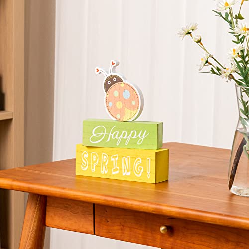 Hogardeck Spring Decorations For Home, Hogardeck Three-Layer Ladybug Wood Table Sign Happy Spring Decor thumb #7