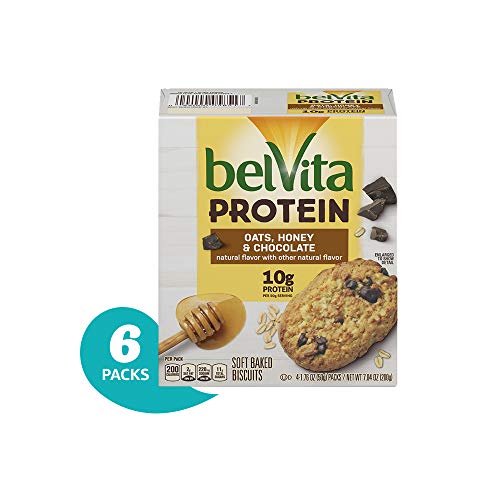 belVita Protein Oats, Honey & Chocolate Soft Baked Biscuits, 7.04 Ounce, Pack of