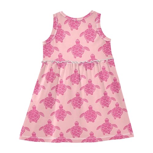 Girls and Toddlers'Sleeveless Pink Sea Turtle Summer Casual Dresses for Home Party Beach 2-8 Years2