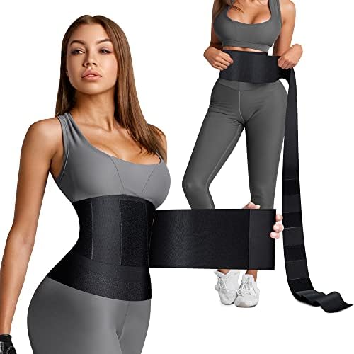 NOLIPEM Snatch Me Up Bandage Wrap, Wasit Wrap, Waist Trainer for Women, Waist Trainer for Stomach, Adjustable Tummy Wrap Waist Trimmer Sweat Band for Gym Sport and daily use (Black) One Size