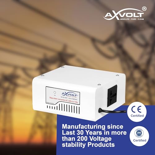 Image of Axvolt 220V /240V to 110V /120V Copper Step Down Transformer Voltage Converter | 150W Transformer for US Japan Appliances in India | Compact Travel-Friendly | White Color