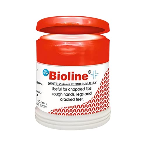 Bioline White Perfumed Petroleum Jelly for Chapped Lips, Rough Hands, Legs & Cracked Feet | Moisturizing & Soothing Cream for Dry Skin | 200 g Pack