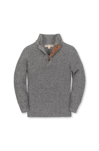 Image of Hope & Henry Boys' Mock Neck Cable Sweater with Button Placket