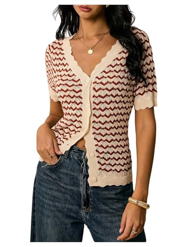 Verdusa Women's Striped Button Down Cardigan V...