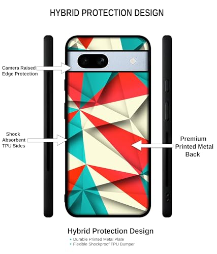 Image of Red Blue White Pattern Design Premium 2D Printed Metal Back Case Cover for Google Pixel 7A 5G