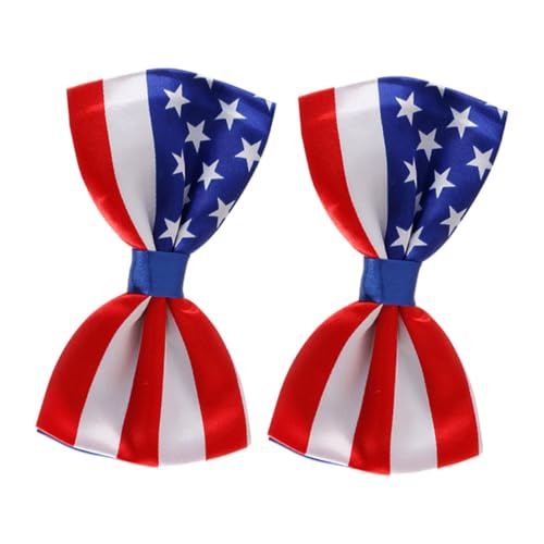 Veemoon 2pcs American Flag Bowtie Men Suit Decorative Tie Fashion Bowknot Party Accessory Easy Match Festival Bow Tie