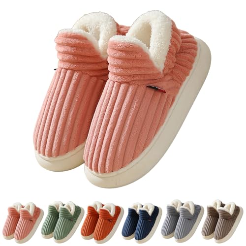 Chaussons Femme Hiver Chaud, Chaussons Chauds Et Douillets En Forme De Nuage Pour Homme Et Femme, Pantoufles D'Hiver Chaudes Et Pelucheuses Pour La Maison (38-39,Pink)