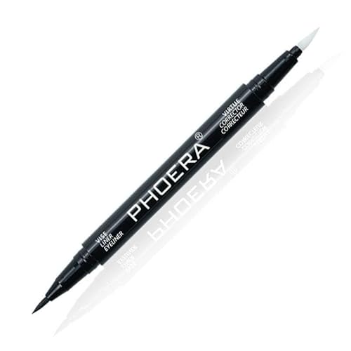 Phoera 2 in 1 Liquid Eyeliner + Corrector Pen -Black Eyeliner Waterproof Liquid Eye liner Pen High Pigment Apply Winged Cat Eye Smudge Proof Tear Proof - AQUAPURITY (CORRECTOR)