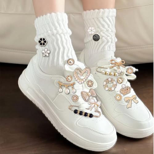 60 PCS Pearl Brooch, Junk Sock Charms, Socks Safety Pin Brooches, Women's Hat Dresses Brooches and Pins, Sweater Shawl Clip Neckline Safety Pin Decoration Accessories (Multicolor)2