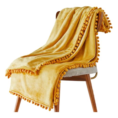 Gyios Mantas Flanela Rústica Y Manta De Lanzamiento Pomm Bayberry, Chal Viaje Al Aire Libre para El Almuerzo-amarillo-230 * 230