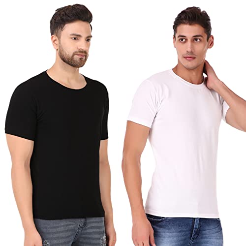 Image of Men's Plain Tshirt | Any Time Wear | Black & White Tshirt |Regular fit Half Slevees Round Neck Pure Cotton Black & White Tshirt | Pack of 2 | Pack of 3