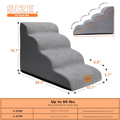 Topmart-Dog-Stairs-for-Small-Dogs-4-Step-197H-Dog-Steps-for-High-Beds-Couches-with-All-Round-Waterproof-Cover-Non-Slip-Sturdy-Dog-Ramp-for-Old-Cats-Injured-Pet - Cucciolini Doodles Topmart-Dog-Stairs-for-Small-Dogs-4-Step-197H-Dog-Steps-for-High-Beds-Couches-with-All-Round-Waterproof-Cover-Non-Slip-Sturdy-Dog-Ramp-for-Old-Cats-Injured-Pet