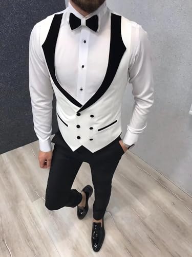 Men's Tuxedo 3 Piece Slim Fit Double Breasted Suit Men Formal Business Wedding Prom Tuxedo Suits Set4