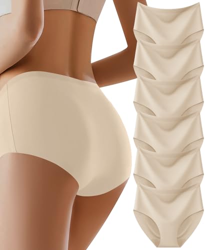 AIVEITE Womens Underwear Full Coverage No Show High Waisted Seamless Ladies Panties 6 Pack (US...