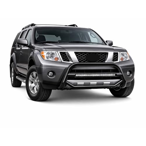 Image of Black Horse MAX Beacon Bull Bar No Skid Plate Black Compatible with 2005-2021 Nissan Frontier|2005-2007 Nissan Pathfinder|2005-2015 Nissan Xterra-MAB-NIFRB