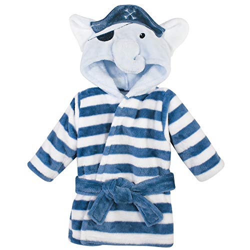 Image of Hudson Baby Unisex Baby Plush Animal Face Bathrobe, Pirate Elephant, 0-9 Months