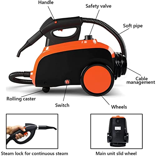 COSTWAY Multipurpose Steam Cleaner with 18 Accessories, Heavy Duty Household Steamer Chemical-Free Cleaning, 1.5L Dual-Tank Rolling Cleaning Machine for Carpet, Floors, Windows and Cars