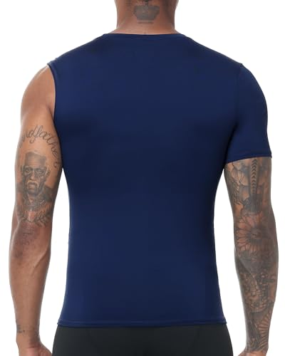 Roadbox Men's Compression Shirts 1/2 One Arm Short Sleeve Athletic Workout Base Layer T-Shirt Basketball Undershirts2
