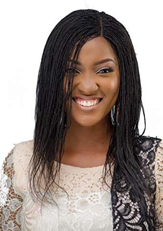 WOW BRAIDS Twisted Wigs, Micro Million Twist Wig - Color 1 - 12 Inches. Ultra Thin and Light Synthetic Hand Braided Wigs for Black Women.