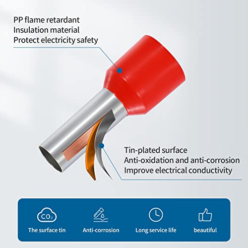 SRXECT 120PCS Wire Ferrule Kit Copper Crimp Ferrule Connectors Insulated Pin Cord End Terminals AWG(10 8 6 4 2) Gauge
