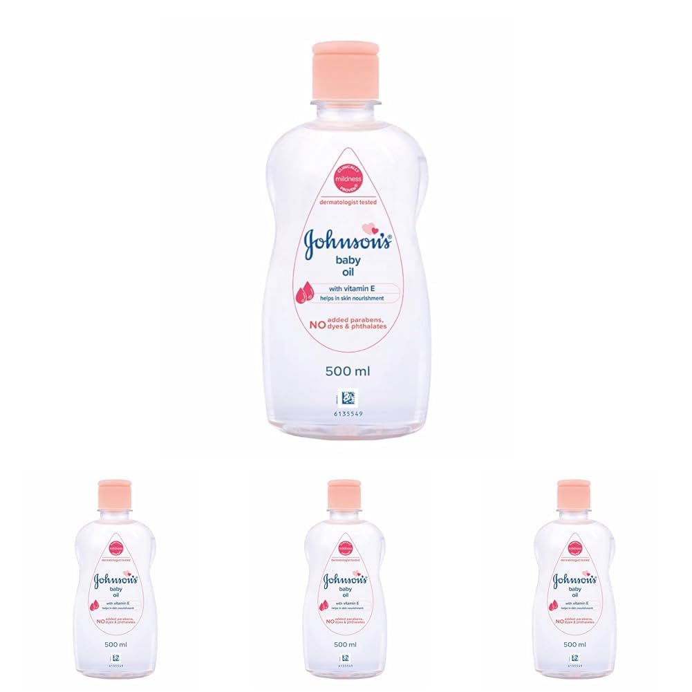 Johnson's Non-Sticky Baby Oil with Vitamin E for Easy Spread and Massage (Clear, 500ml) (Pack of 4)-image-17